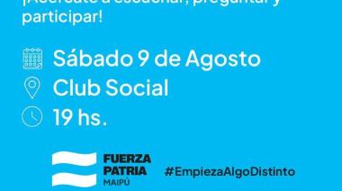 Fuerza Patria convoca a un encuentro abierto con vecinos