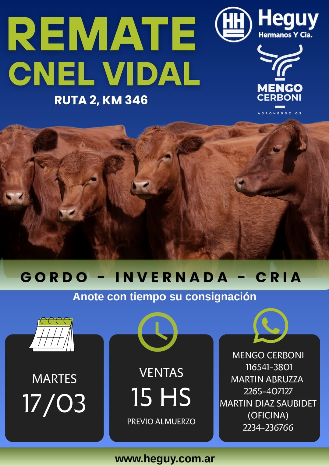 Remate en Coronel Vidal, gordo invernada y cría