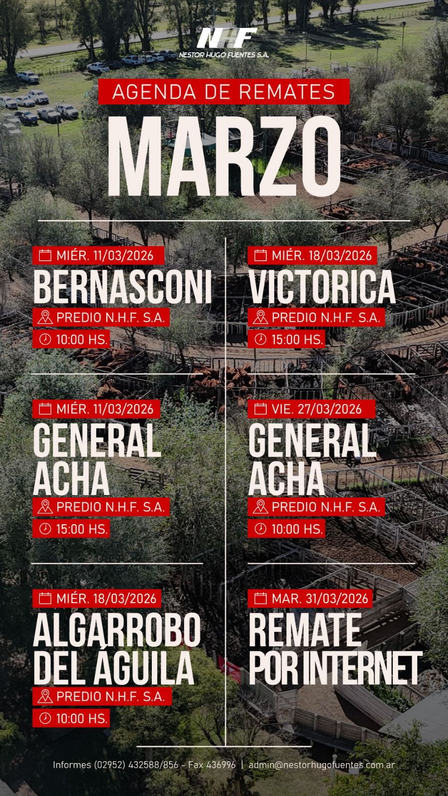Agenda de remates marzo