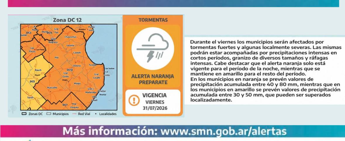 Rige un alerta naranja por tormentas para Maipú