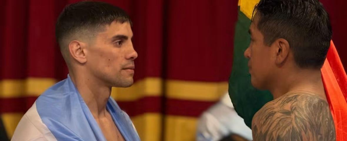 Tomás Irusta realizó el pesaje oficial antes de disputar el título sudamericano de la AMB