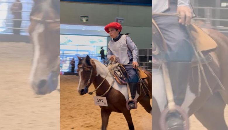Emilio Zabala representa a Maipú en una prueba de mansedumbre en la Expo de Caballos