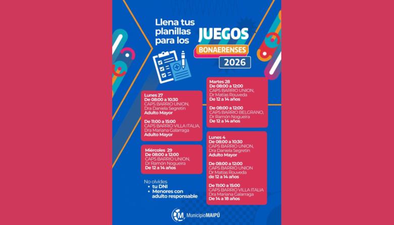 Abren jornadas de inscripción para los Juegos Bonaerenses 2026