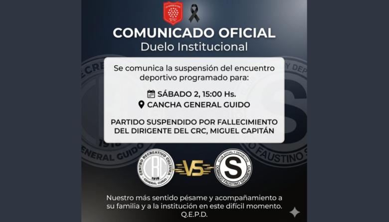 Suspenden un encuentro por el fallecimiento del dirigente Miguel Capitán