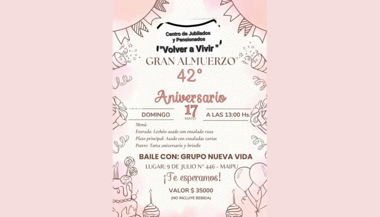 El Centro de Jubilados Celebra 42 Años con un Almuerzo y Actividades Especiales