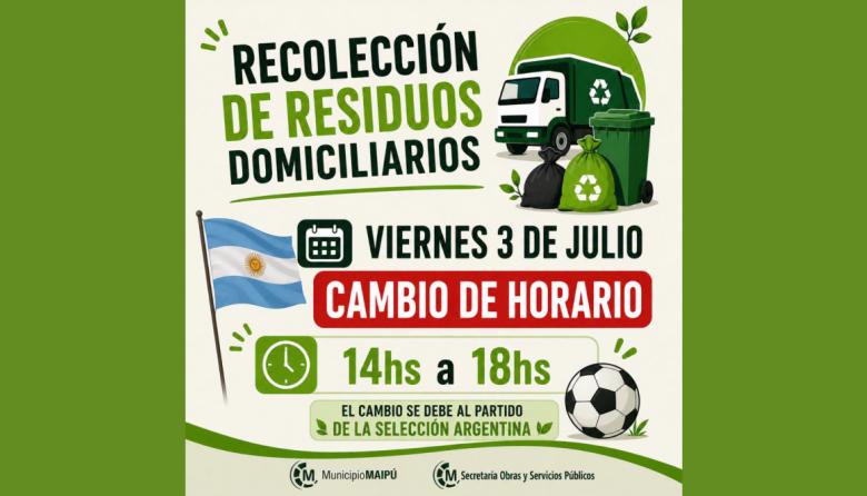 Modifican el horario de la recolección nocturna por el partido de la Selección Argentina