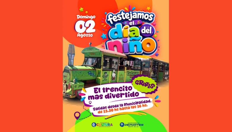 El trencito recreativo será una de las propuestas para festejar el Día del Niño en Maipú