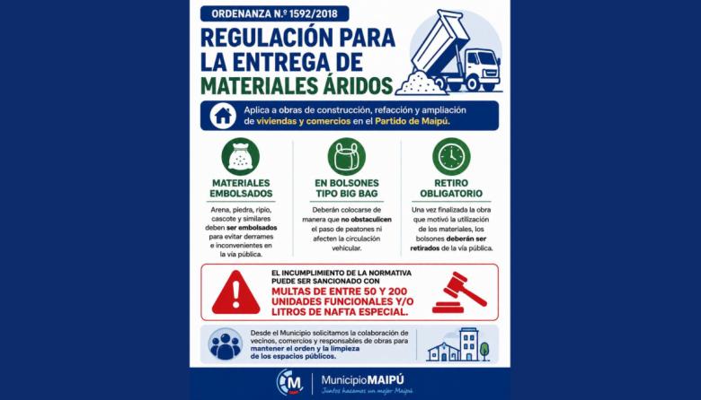 El Municipio recuerda la normativa para la disposición de materiales áridos