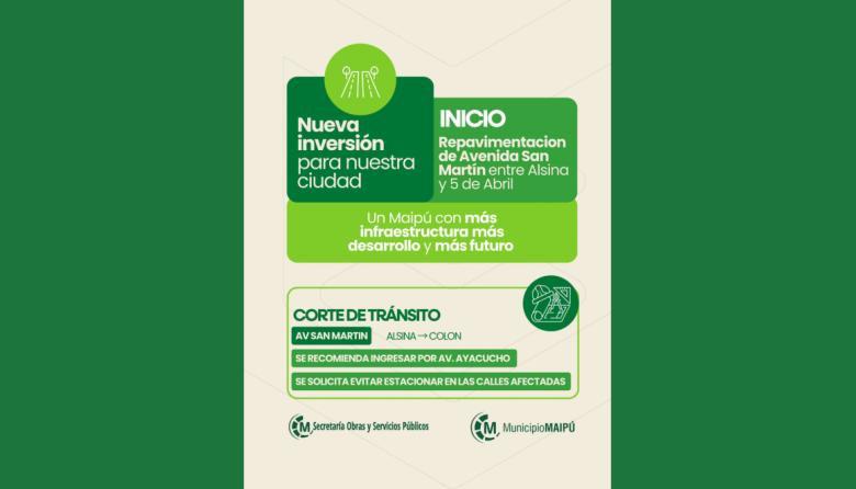 Inician la repavimentación de la Avenida San Martín