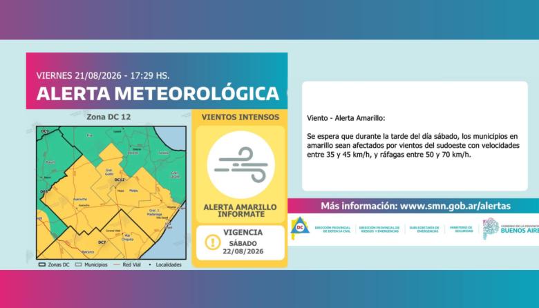 Se esperan fuertes vientos durante la tarde del sábado