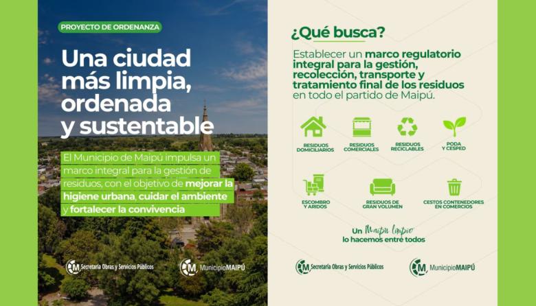 El Ejecutivo Municipal presentó un proyecto para regular la gestión de residuos en Maipú y las localidades del partido
