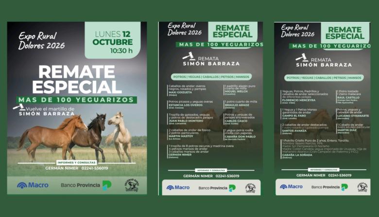 Remate de yeguarizos en Dolores: más de 100 animales anotados para la jornada del lunes
