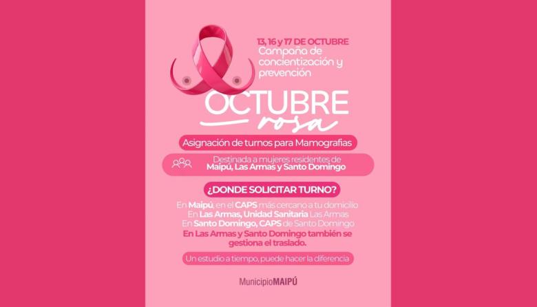 Octubre Rosa: se asignarán turnos para mamografías