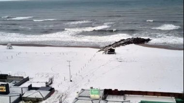 Miramar amaneció nevada tras intensa ola polar