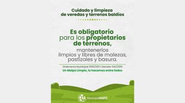 Recuerdan la obligación de mantener limpias las veredas y terrenos baldíos