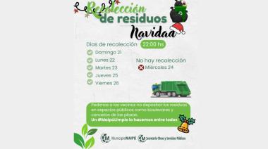 Cronograma de recolección de residuos durante la semana de Navidad