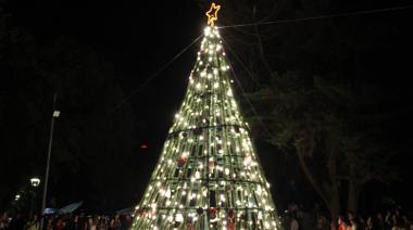 Se encendió el árbol de Navidad en la plaza San Martín