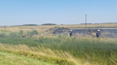 Bomberos sofocan incendio de banquina en Autovía 2