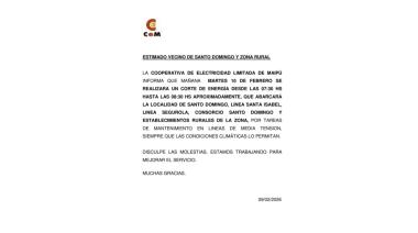 Anuncian un corte programado de energía en Santo Domingo y zona rural