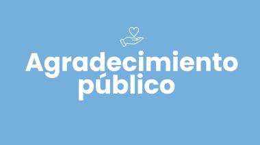 Agradecimiento público de la familia de Valeria Pardini