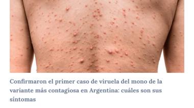 Detectan el primer caso del clado más agresivo de viruela del mono