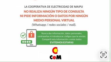 La Cooperativa de Electricidad advierte sobre intentos de estafas virtuales