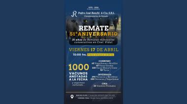 Más de 1.100 cabezas en el remate aniversario de la consignataria José Ronchi