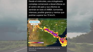 Alerta meteorológica por tormentas y viento para Maipú y la zona