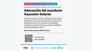 Convocan a una consulta pública virtual por la adecuación del acueducto Ayacucho–Dolores