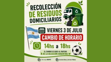 Modifican el horario de la recolección nocturna por el partido de la Selección Argentina