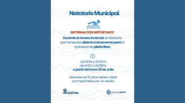 El Natatorio Municipal funcionará con modalidad de pileta libre durante las vacaciones