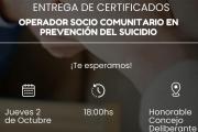 Entrega de certificados a operadores comunitarios en prevención del suicidio