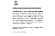 Anuncian un corte programado de energía eléctrica para este martes en distintos sectores de Maipú