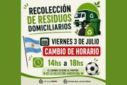 Modifican el horario de la recolección nocturna por el partido de la Selección Argentina