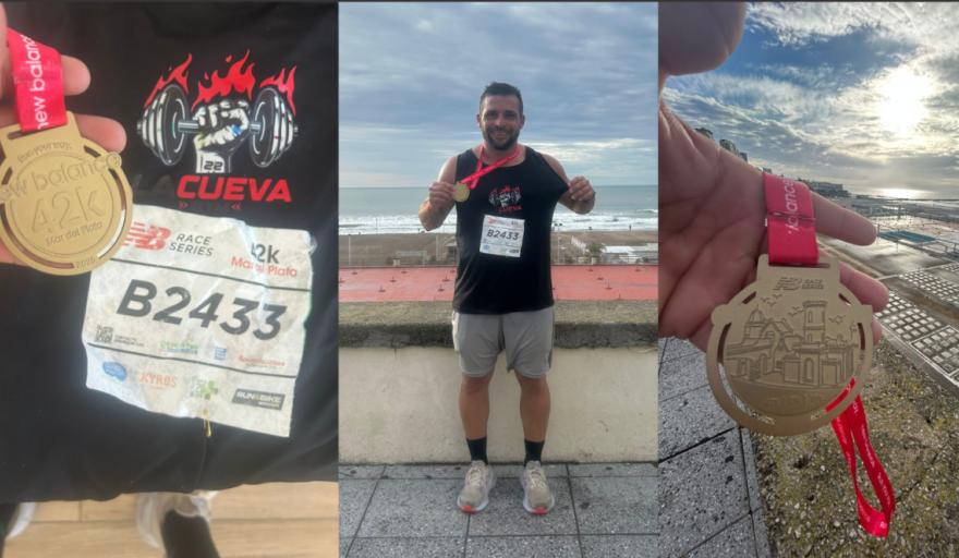 El entrenador de la Cueva Gym, Lucas Araujo, dijo presente en los 21K de Mar del Plata
