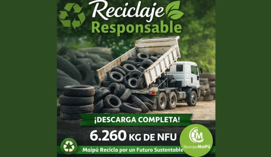 Maipú trasladó más de seis toneladas de neumáticos para reciclado